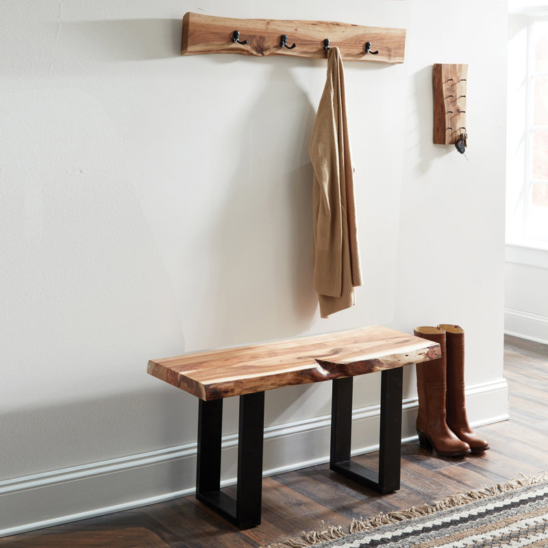 Foundry Select Bexton Live Edge Coat Hook and Bench Set Hall Tree